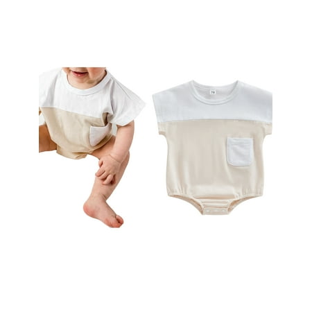 Newborn Baby Summer Romper Short Sleeve Contrast Color Pocket Bodysuit Infant Clothes
Newborn Baby Summer Romper Short Sleeve Contrast Color Pocket Bodysuit Infant Clothes