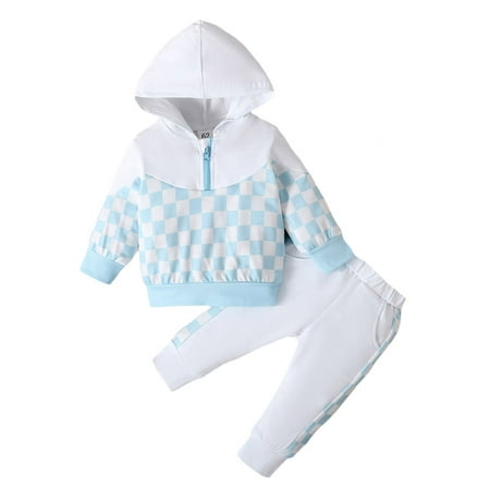 Qtinghua Newborn Baby Boy Girl Fall Winter Clothes Plaids Long Sleeve Quarter Zip Hoodies Pullover Top Elastic Waist Pants Set Blue 12-18 Months
Qtinghua Newborn Baby Boy Girl Fall Winter Clothes Plaids Long Sleeve Quarter Zip Hoodies Pullover Top Elastic Waist Pants Set Blue 12-18 Months