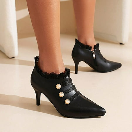 Cathalem Ladies Fashion Solid Color Leather Lace Trim Side Zipper Thin High Heel Casual Single Shoes And Shoes for Women Black 9
Cathalem Ladies Fashion Solid Color Leather Lace Trim Side Zipper Thin High Heel Casual Single Shoes And Shoes for Women Black 9