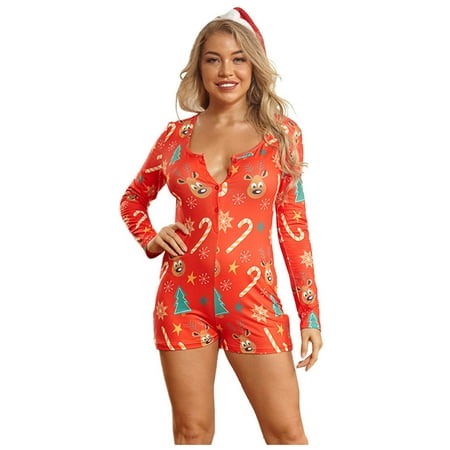 Randolph Women s Christmas Printed V-neck Button Long Sleeve Short One-piece Ladies Pajama
Randolph Women s Christmas Printed V-neck Button Long Sleeve Short One-piece Ladies Pajama