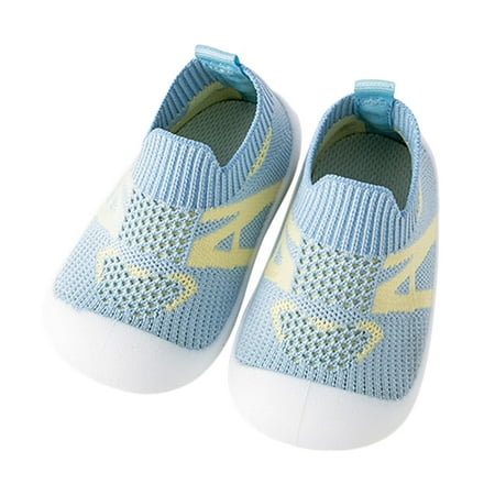 

Entyinea Baby Toddler Sock Shoes Toddler Shoes Baby First-Walking Trainers Toddler Boys Girls Soft Kid Cute Blue 6-9 Months