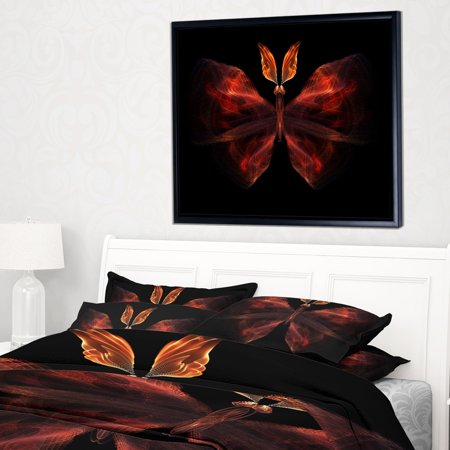 DESIGN ART Designart 'Red Fractal Butterfly in Dark' Abstract Framed Canvas Art Print