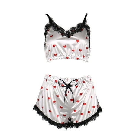 Pudcoco Women Sling Pajamas Set Lace V Neck Satin Vest tops Elastic Shorts Nightwear
Pudcoco Women Sling Pajamas Set Lace V Neck Satin Vest tops Elastic Shorts Nightwear