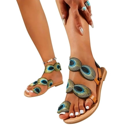 AXXD Women Sandals Clearance 7.5 Faux Peacock Feather Flat Sandals Casual Loop Toe Beach Sandals Lightweight Summer Sandals
AXXD Women Sandals Clearance 7.5 Faux Peacock Feather Flat Sandals Casual Loop Toe Beach Sandals Lightweight Summer Sandals