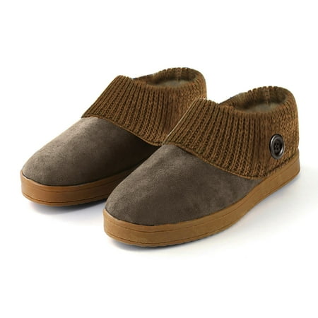 Boots for Women knitted plus velvet warm indoor flat plush slippers