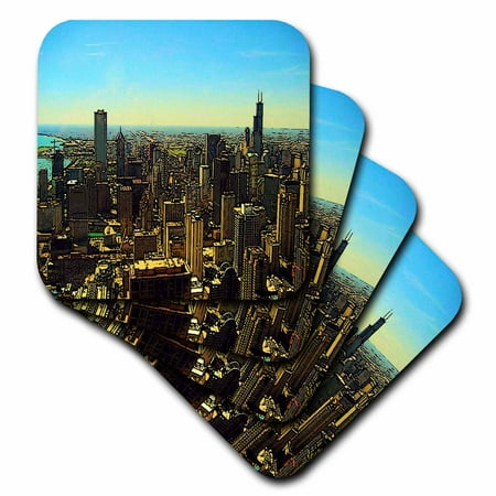 Chicago Skyline cartoon set of 8 Coasters - Soft cst-26367-2
