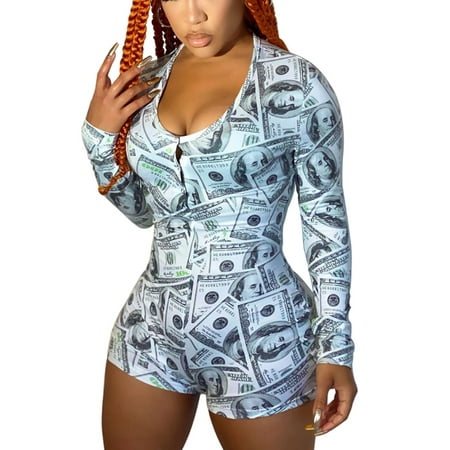 Emmababy Women Short Jumpsuit Long Sleeve V Neck Printing One-Piece Pajamas Home
Emmababy Women Short Jumpsuit Long Sleeve V Neck Printing One-Piece Pajamas Home