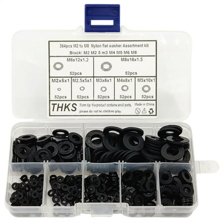 364 Black Nylon Flat Washer Combination Kits for M2 M2.5 M3 M4 M5 M6 M8 Screws and Bolts
364 Black Nylon Flat Washer Combination Kits for M2 M2.5 M3 M4 M5 M6 M8 Screws and Bolts
