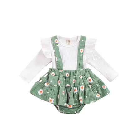 Frobukio Newborn Baby Girls Clothes Solid Knitted Ruffles Long Sleeve Tops Flower Suspender Shorts Skirts Green 3-6 Months
Frobukio Newborn Baby Girls Clothes Solid Knitted Ruffles Long Sleeve Tops Flower Suspender Shorts Skirts Green 3-6 Months