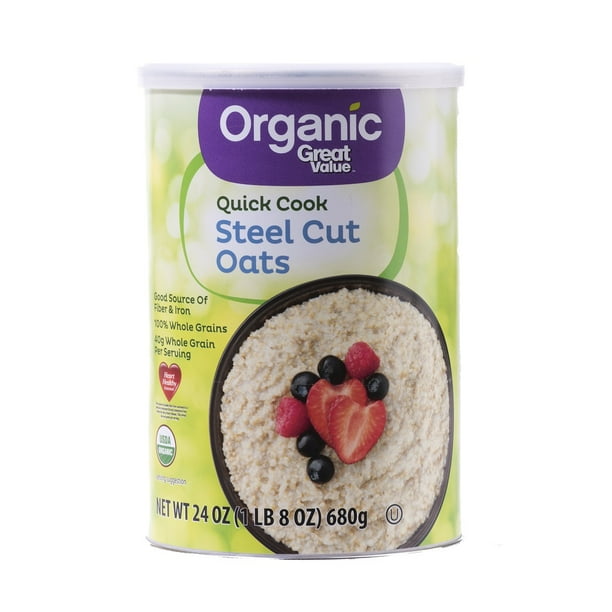 Great Value, Steel Cut Oat, Organic, 24 Oz canister