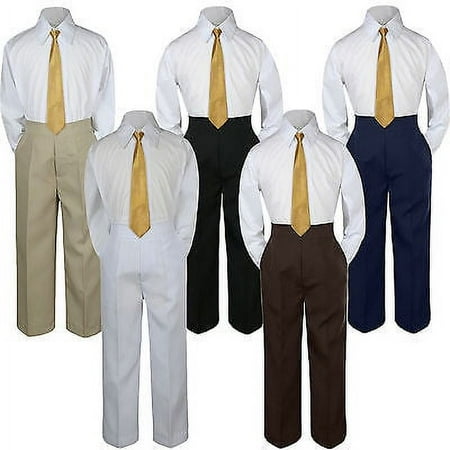 3pc Boys Suit Set Gold Necktie Baby Toddler Kids Formal Shirt Pants S-7 Wedding
3pc Boys Suit Set Gold Necktie Baby Toddler Kids Formal Shirt Pants S-7 Wedding