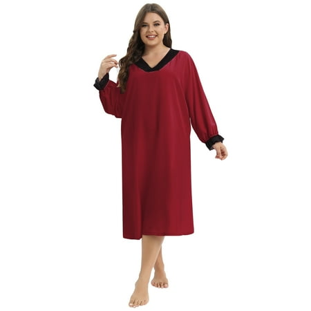 Baywell Women s Cozy Long Sleeve Nightgown V Neck Full Lenth Long Nightshirt Plus Size Red XL-4XL
Baywell Women s Cozy Long Sleeve Nightgown V Neck Full Lenth Long Nightshirt Plus Size Red XL-4XL