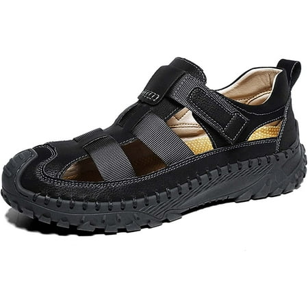 Mens Leather Sandals Outdoor Hiking Sandals Waterproof Athletic Sports Sandals Fisherman Beach Shoes Closed Toe Water Sandals
Mens Leather Sandals Outdoor Hiking Sandals Waterproof Athletic Sports Sandals Fisherman Beach Shoes Closed Toe Water Sandals