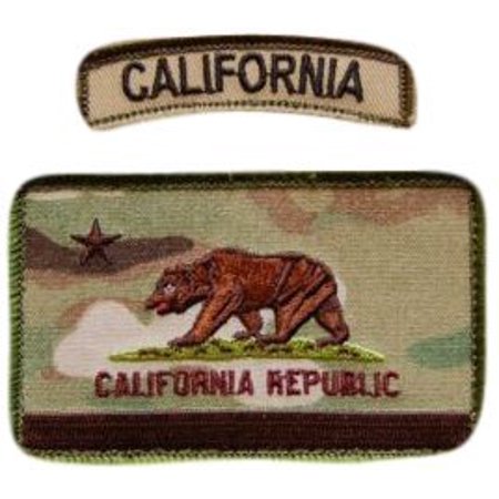 2 Set Count Custom, Cool & Awesome {3.5 by 2.25 Inches} US Armed Forces California Repulic State Flag Pair Tactical Type