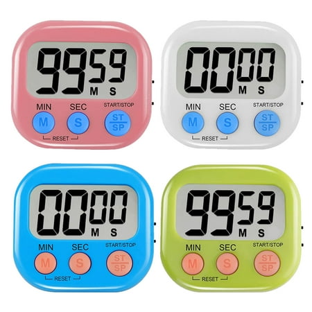 

4PC Digital Kitchen Timer - Stopwatch Count Up and Down Digital Kitchen Timer for Cooking Big Digits Loud Alarm Magnetic Backing Stand Cooking Timers for Baking