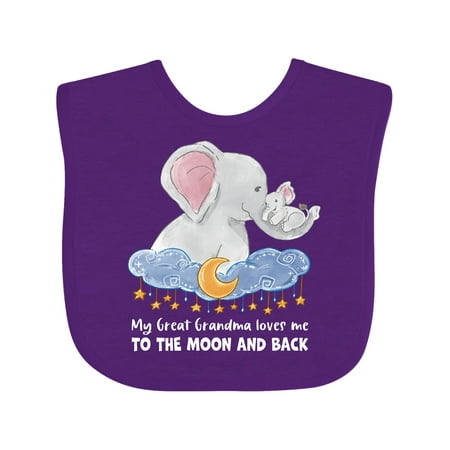 Inktastic My Great Grandma Loves Me to the Moon and Back Elephant Gift Baby Boy or Baby Girl Bib
Inktastic My Great Grandma Loves Me to the Moon and Back Elephant Gift Baby Boy or Baby Girl Bib