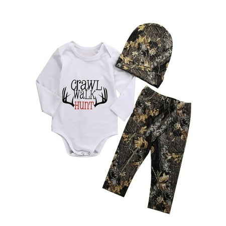 3PCS Newborn Infant Baby Boys Girls Long Sleeve Letters Deer Romper Bodysuit Camo Pants with Hat Outfit Clothes
3PCS Newborn Infant Baby Boys Girls Long Sleeve Letters Deer Romper Bodysuit Camo Pants with Hat Outfit Clothes