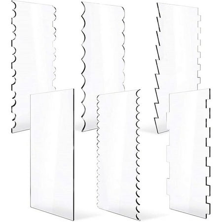 6PCS Clear Acrylic Cake Scraper Decorating Cake Comb Edge Smoother DIY Tool