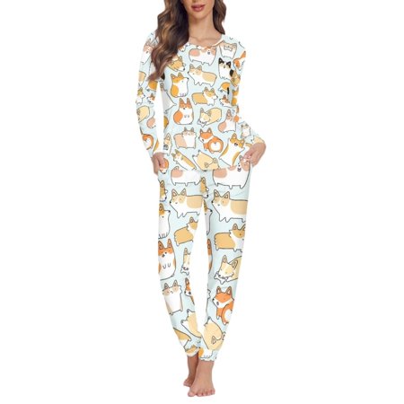 Renewold Pajamas for Women Set Cartoon Funny Corgis Printed Shirts Long Sleeve Crew Neck Loungewear Fall Winter Casual Sleepwear Size L
Renewold Pajamas for Women Set Cartoon Funny Corgis Printed Shirts Long Sleeve Crew Neck Loungewear Fall Winter Casual Sleepwear Size L