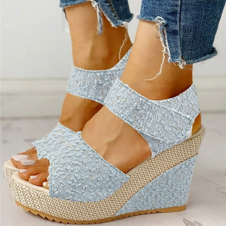 Aayomet Sandals Women And Heel Spring Summer Women s High Mouth Heel Platform Fish Fashion Wedge Sandals Women s sandals Sky Blue 9
Aayomet Sandals Women And Heel Spring Summer Women s High Mouth Heel Platform Fish Fashion Wedge Sandals Women s sandals Sky Blue 9