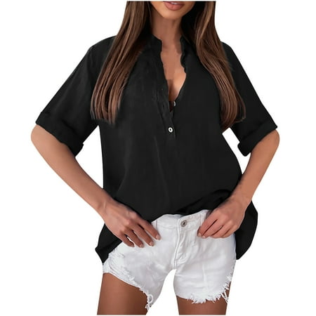 Tank Top for Women Sexy Tops for Women Trendy Women Summer Half Sleeve V-Neck Pullover Plain Leisure Blouse Tops Tshirts Shirts for Women Shirts for Women Clearance Black 2XL
Tank Top for Women Sexy Tops for Women Trendy Women Summer Half Sleeve V-Neck Pullover Plain Leisure Blouse Tops Tshirts Shirts for Women Shirts for Women Clearance Black 2XL