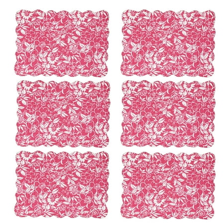 Pink Hibiscus Cotton Quilted Rectangular Placemat Set of 6