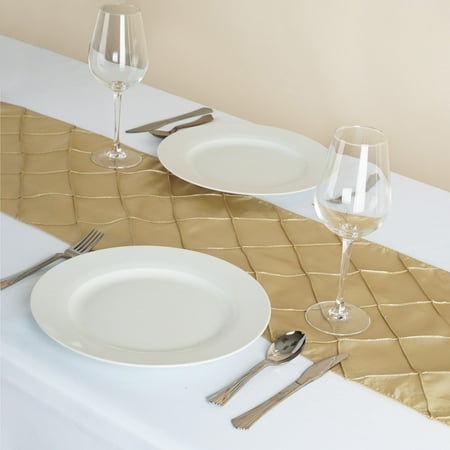 BalsaCircle 12 x 108 Fancy Pintuck Table Top Runner Champagne