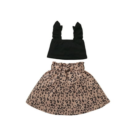 EYIIYE Toddler Baby Girl Summer Black Ruffle Sling Tank Top + High Waist Leopard Skirt Outfit Sets 1-6 Years
EYIIYE Toddler Baby Girl Summer Black Ruffle Sling Tank Top + High Waist Leopard Skirt Outfit Sets 1-6 Years