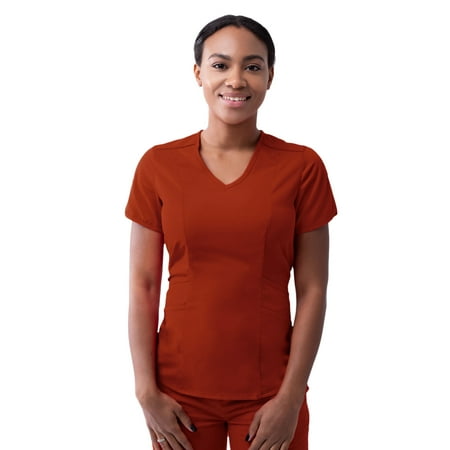 Adar Pro Scrubs For Women - Modern V-Neck Scrub Top - P7002 - Red Ochre - 2X