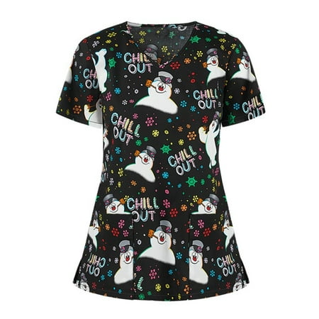 Avamo Women Xmas Scrubs Shirts Snowman Print Uniform Tee V Neck Christmas Scrub Tops Medical Split Hem Nurse T-shirt Loose Short Sleeve Black XL
Avamo Women Xmas Scrubs Shirts Snowman Print Uniform Tee V Neck Christmas Scrub Tops Medical Split Hem Nurse T-shirt Loose Short Sleeve Black XL