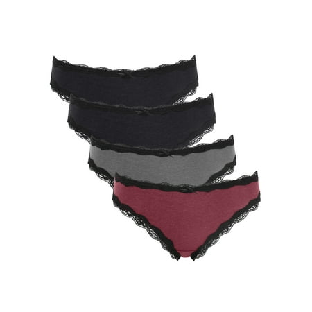 Women s Cotton Hipster Panties Lace Assorted Brief Underwear 4-Pack