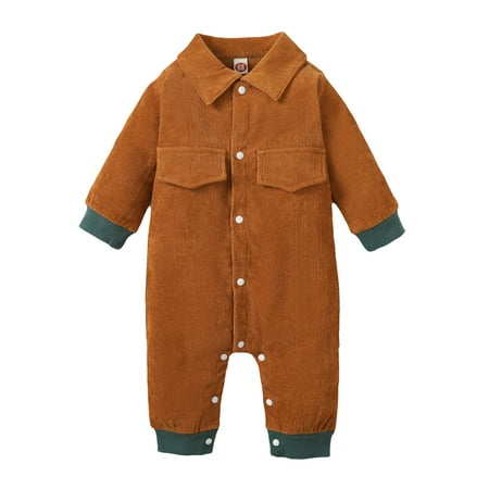 KIMI BEAR Newborn Baby Boys Outfits 9 Months Newborn Boy Fall Winter Outfits 12 Months Newborn Boy Pure Color Lapel Long Sleeve Sweatshirt Button Jumpsuit Brown
KIMI BEAR Newborn Baby Boys Outfits 9 Months Newborn Boy Fall Winter Outfits 12 Months Newborn Boy Pure Color Lapel Long Sleeve Sweatshirt Button Jumpsuit Brown