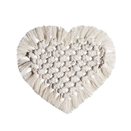 1pc Hand Knitting Placemat Heat Insulation Plate Mat Tassel Design Table Protective Mat for Home Restaurant