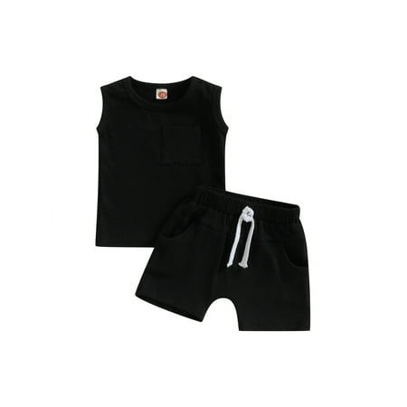 Lamuusaa Baby Boy Summer Outfits Solid Color Sleeveless Tank Tops with Breast Pocket and Stretch Casual Shorts Set
Lamuusaa Baby Boy Summer Outfits Solid Color Sleeveless Tank Tops with Breast Pocket and Stretch Casual Shorts Set