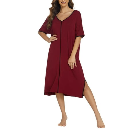 hgwxx7 womens long nightgown v-neck nightshirts short sleeve loose loungewear casual sleep dress red l
hgwxx7 womens long nightgown v-neck nightshirts short sleeve loose loungewear casual sleep dress red l