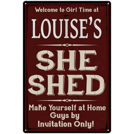 LOUISE'S She Shed Red Sign Personalized Lady Cave 16 x 24 Matte Finish Metal 116240088086