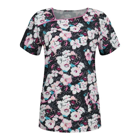 Sksloeg Scrub Tops for Women Clearance Flower Printed Scrub Shirt Tops Short Sleeve V-Neck Working Uniform Workwear with Pocket Multi-color M
Sksloeg Scrub Tops for Women Clearance Flower Printed Scrub Shirt Tops Short Sleeve V-Neck Working Uniform Workwear with Pocket Multi-color M