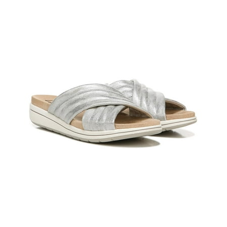 LifeStride Womens Panama Faux Leather Slip On Wedge Sandals