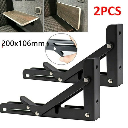 2 Pack Campervan Folding Bracket Table Shelf Motorhome Caravan Black Finish 200 X 106mm