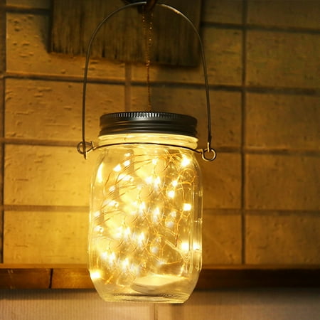 Lydiaunistar Glass Mason Jar with Integrated Solar Panel and LEDs for Lighting