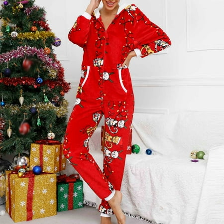 FITORON Womens Pajamas Jumpsuits- Ladies Christmas Long Sleeve Zipper Hooded Earless Jumpsuit for Sleepwear Home Wear Red M
FITORON Womens Pajamas Jumpsuits- Ladies Christmas Long Sleeve Zipper Hooded Earless Jumpsuit for Sleepwear Home Wear Red M