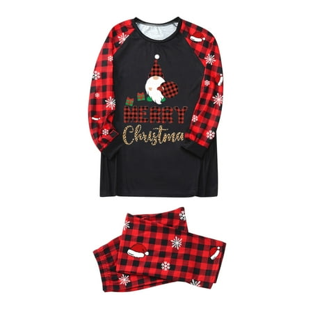 Daddy Dad Sleepwear For Christmas Family Matching Pajamas Cute Big Headed Deer Print Pjs Plaid Long Sleeve Tops And Pants Soft Casusal Holiday Sleepwear