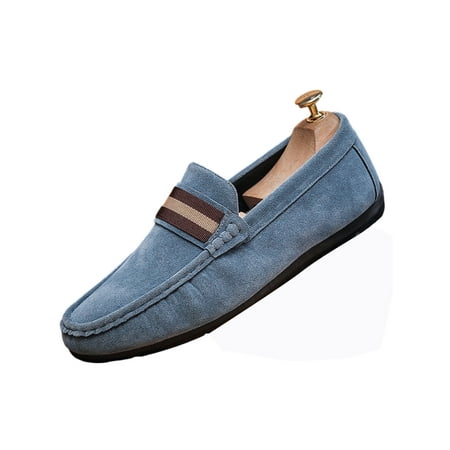 Ymiytan Mens Loafers Classic Flats Slip On Casual Shoes Party Penny Loafer Non-Slip Comfort Boat Shoe Blue 7.5