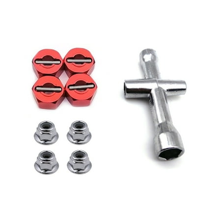Metal 12mm Wheel Hex Adapter 7mm Thickness M4 Lock Nut Cross Wrench 1