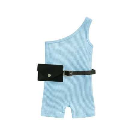 Nokpsedcb Kids Girls Summer Jumpsuit Sleeveless One Shoulder Solid Color Ribbed Elastic Bodysuit Matching Waist Pack Blue 4-5 Years
Nokpsedcb Kids Girls Summer Jumpsuit Sleeveless One Shoulder Solid Color Ribbed Elastic Bodysuit Matching Waist Pack Blue 4-5 Years