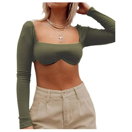 Cathery Women Y2K Crop Top Bra Knitted Sweater Long Sleeve Square Neck Shirt Top Blouse Sexy Low Cut Bustier Top Streetwear
Cathery Women Y2K Crop Top Bra Knitted Sweater Long Sleeve Square Neck Shirt Top Blouse Sexy Low Cut Bustier Top Streetwear