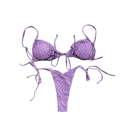 Eyicmarn Women s 2Pcs Bikini Set Elastic Drawstring Sling Bra with Low-Waisted Thongs
Eyicmarn Women s 2Pcs Bikini Set Elastic Drawstring Sling Bra with Low-Waisted Thongs