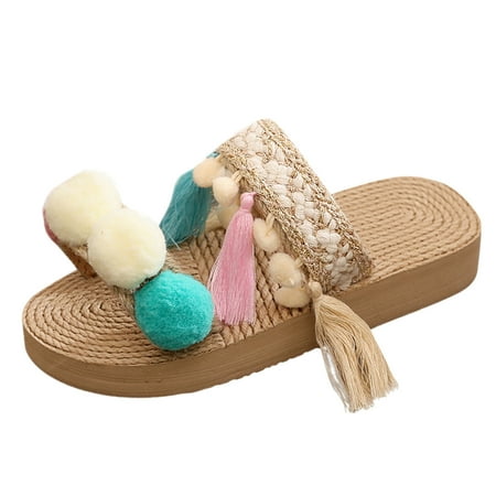 Fashion Summer Children Shoes Girls Slippers Thick Soles Lightweight Tassel Wool Ball Open Toe Slip On Comfortable Beach Footwear
Fashion Summer Children Shoes Girls Slippers Thick Soles Lightweight Tassel Wool Ball Open Toe Slip On Comfortable Beach Footwear
