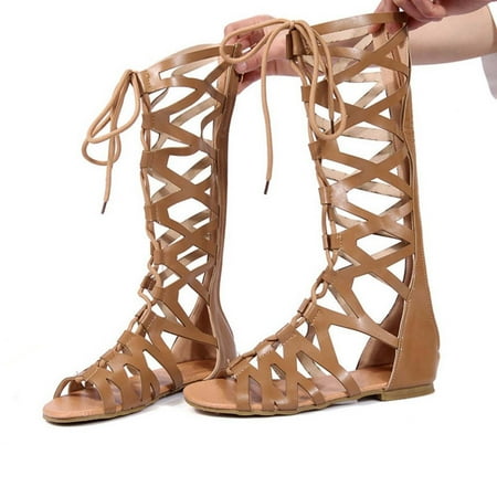 Lyinloo Summer Women Ladies Fashion Casual Flats Knee High Boots Lacing Shoes Sandals Brown 37
Lyinloo Summer Women Ladies Fashion Casual Flats Knee High Boots Lacing Shoes Sandals Brown 37