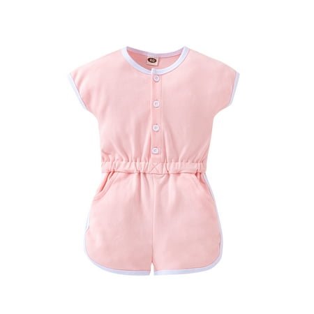 Suanret Toddler Kids Baby Girls Summer Rompers Solid Button Short Sleeve Jumpsuits with Pocket Bodysuit Shorts Pink 2-3 Years
Suanret Toddler Kids Baby Girls Summer Rompers Solid Button Short Sleeve Jumpsuits with Pocket Bodysuit Shorts Pink 2-3 Years